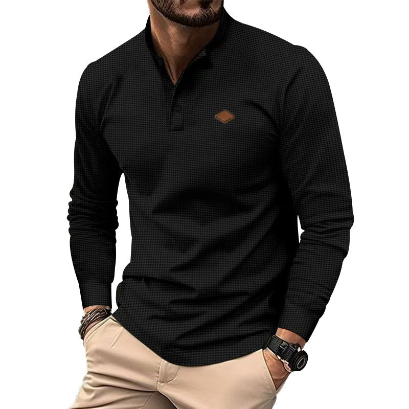 Herren Langarm-Henley-Shirt mit strukturierter Oberfläche und modischen Knopfdetails R&B