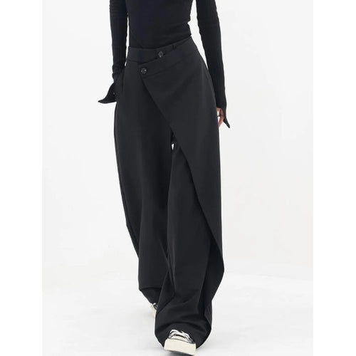 Damen elegante weit geschnittene Palazzo-Hose mit asymmetrischen Schnittdetails R&B