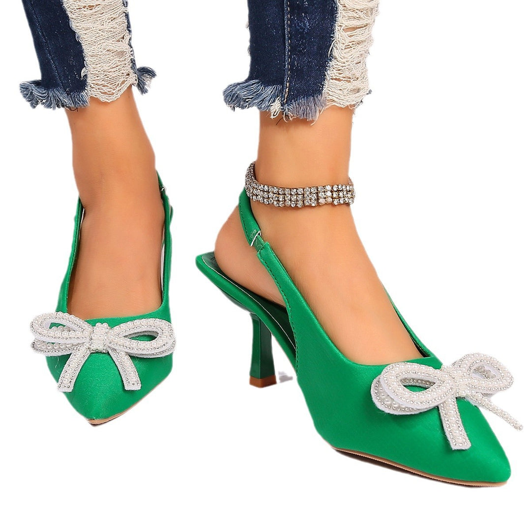 Damen Slingback-Pumps mit glitzerndem Schleifen-Detail und feinem Fersenriemen R&B