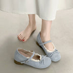 Damen elegante Mary Jane Ballerinas mit modischer Schleifenverzierung R&B
