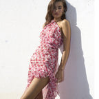 Damen Asymmetrisches Maxikleid mit floralen Mustern und schwingendem Saum R&B