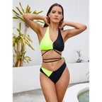 Damen Triangel-Bikini mit asymmetrischem Design und modischen BindR&Bändern R&B
