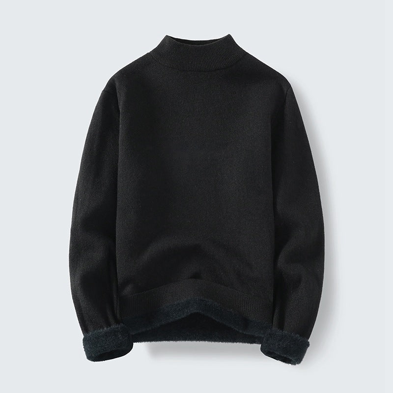 Damen Strickpullover mit hohem Kragen und weichem Innenfutter