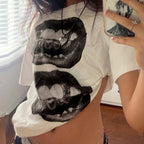 Damen Kreatives Oversized T-Shirt mit grafischem Druck R&B