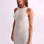 Damen elegantes Häkelkleid mit tiefem Ausschnitt R&B