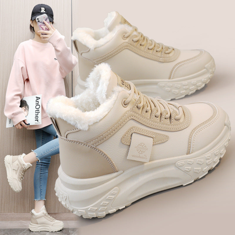 Damen modische Hochschnitt Sneakers mit warmem Futter und rutschfester Sohle R&B