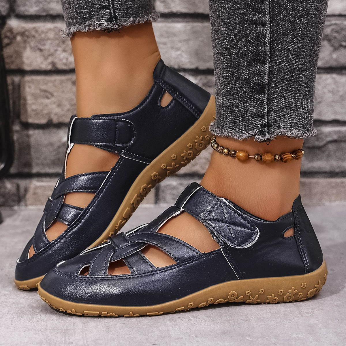 Damen Bequeme Clogs mit verstellbarem Riemendesign und rutschfester Sohle R&B