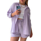Damen lässige Oversized-Hemdjacke mit Gürtel R&B