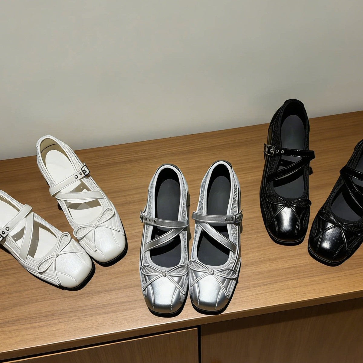 Damen elegante Mary Jane Ballerinas mit dekorativem Riemchen und komfortablem Fußbett R&B