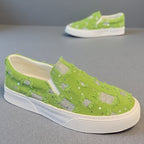Damen Modische Slip-On Sneakers mit funkelnden Applikationen