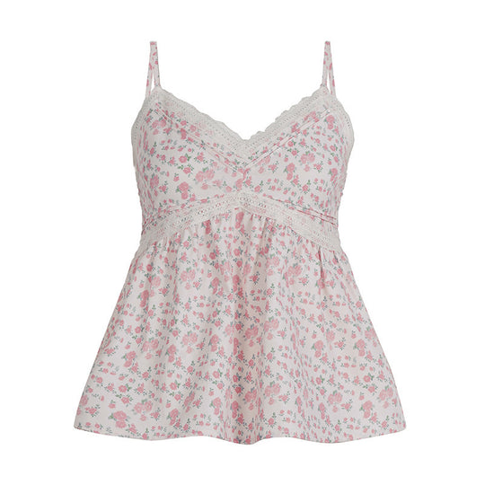 Damen Spitzen-Cami-Top mit floralem Design und lockerem Schnitt R&B