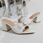 Damen Sandalen mit dekorativen Schleifen und blockiertem Absatz R&B