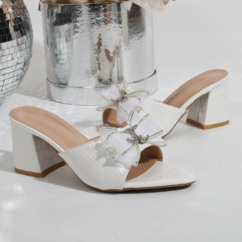 Damen Sandalen mit dekorativen Schleifen und blockiertem Absatz R&B