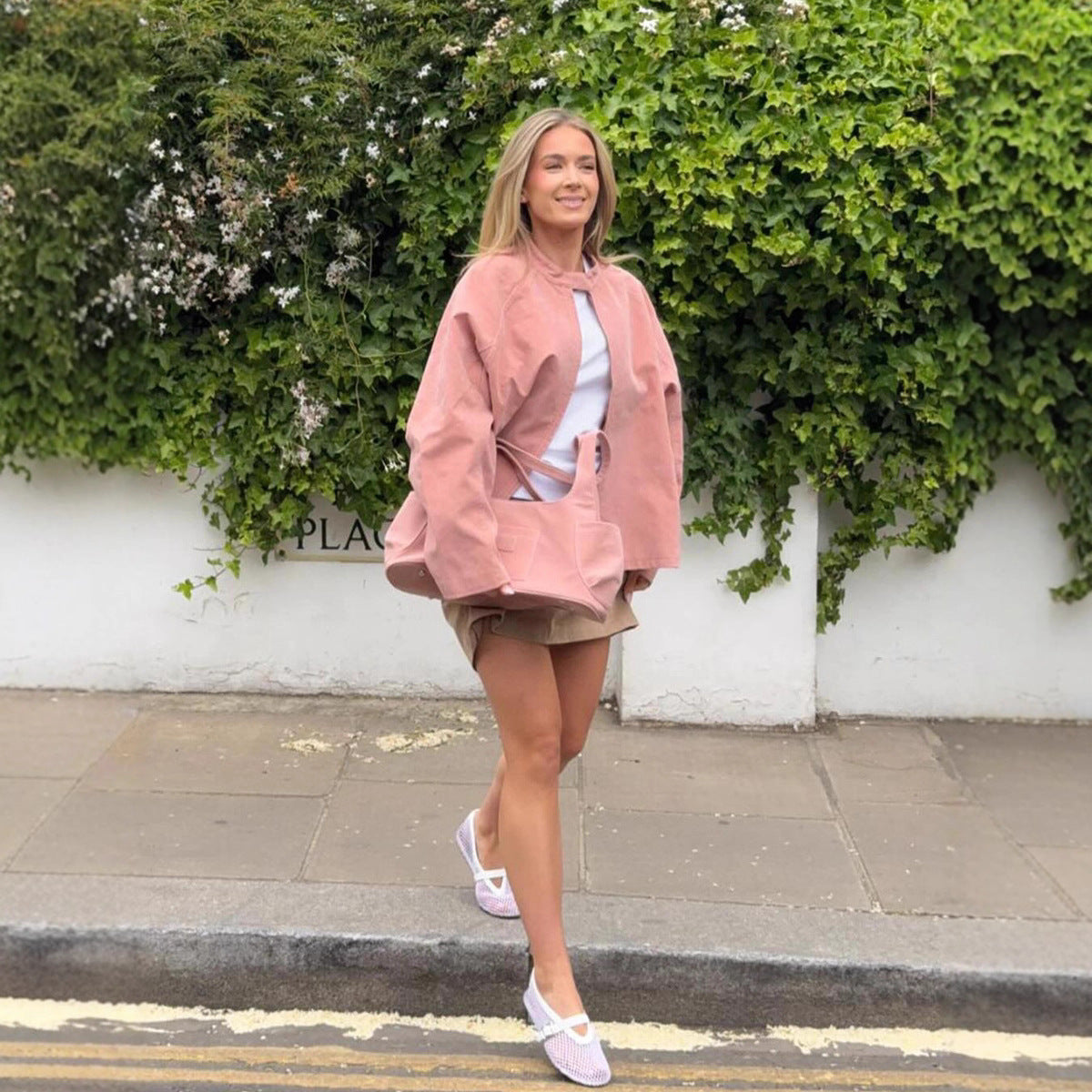 Damen lässige Oversized-Jacke mit hohem Kragen R&B