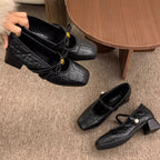 Damen elegante Mid-Heel Ballerinas mit dekorativen Riemen R&B