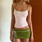 Damen Sportliches Top und Minirock-Set mit verstellbarem Bund R&B