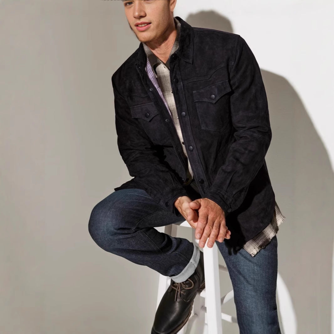 Herren Vegan lederjacke mit modernem Schnitt und praktischen Taschen R&B