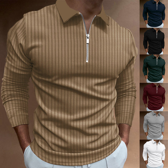 Herren Poloshirt mit elegantem Reißverschluss und strukturiertem Design R&B