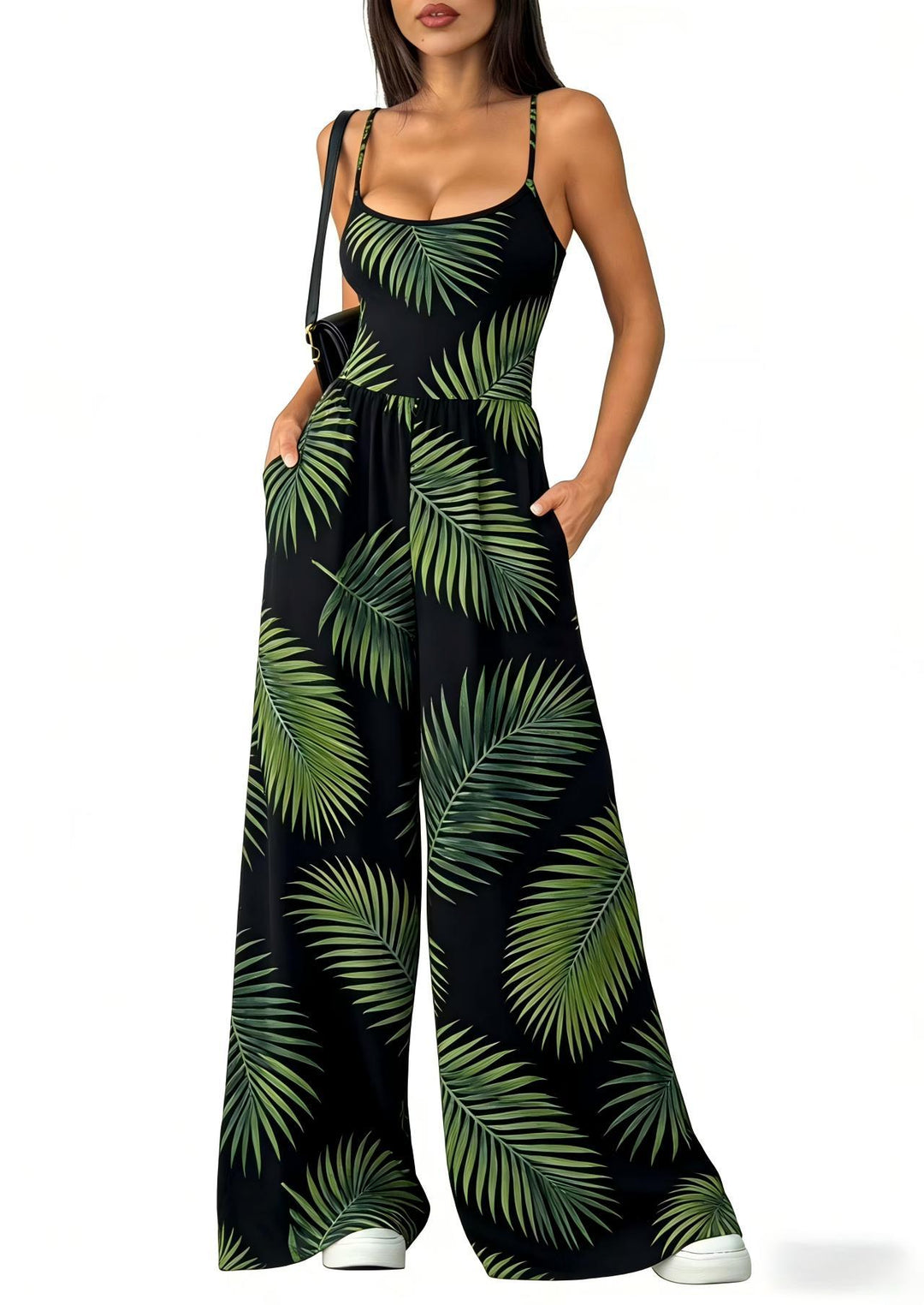 Damen Eleganter Jumpsuit mit geometrischem Print und breiten Beinen R&B