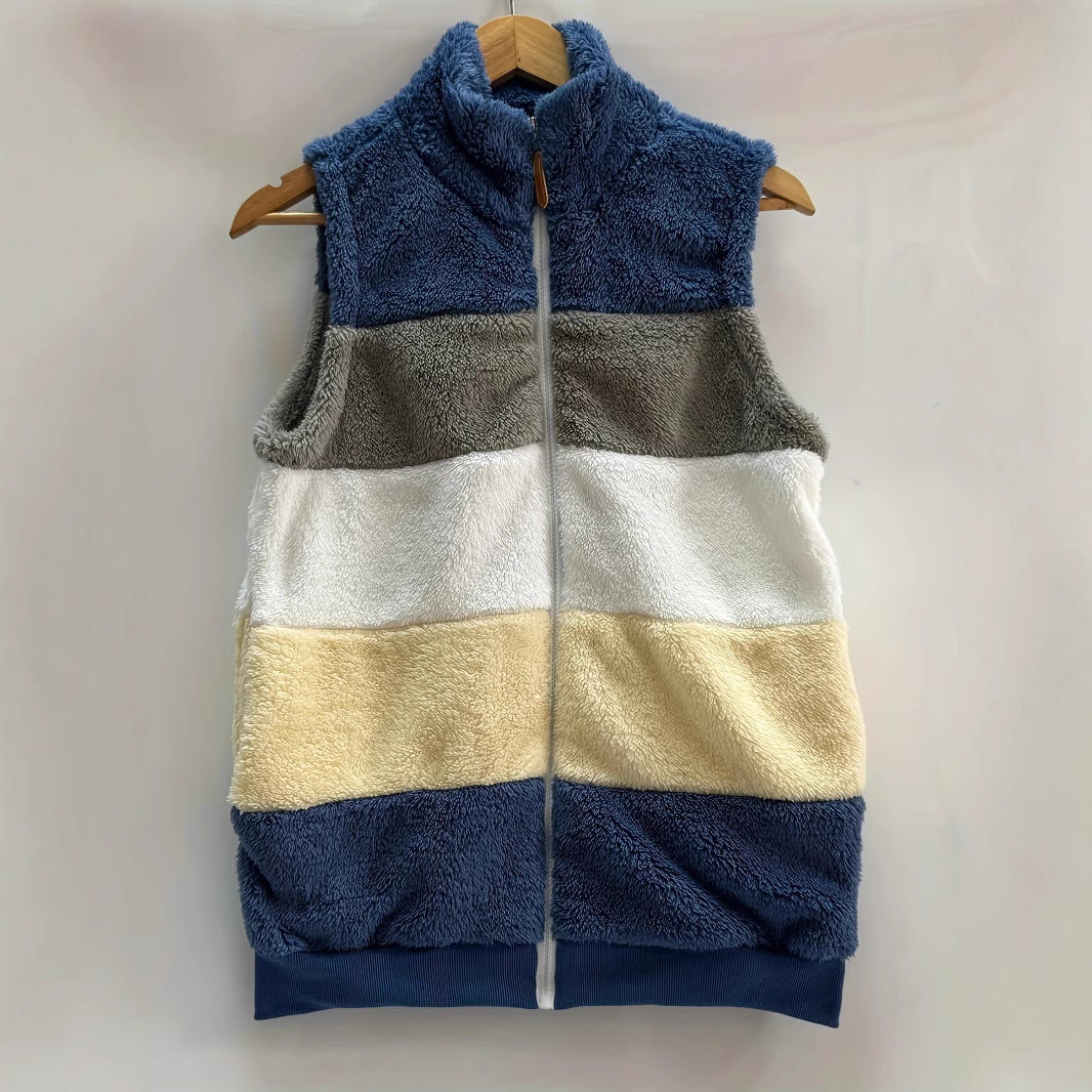 Damen kuschelige Fleece-Jacke mit hohen Kragen und praktischen Reißverschlusstaschen R&B