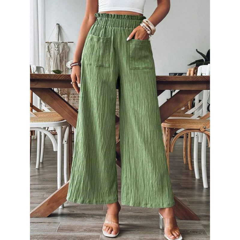 Damen luftige Palazzohose mit elastischem Bund und großen Taschen R&B
