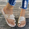 Damen Komfortable Zehentrenner-Sandalen mit eleganter Schnallenverzierung R&B