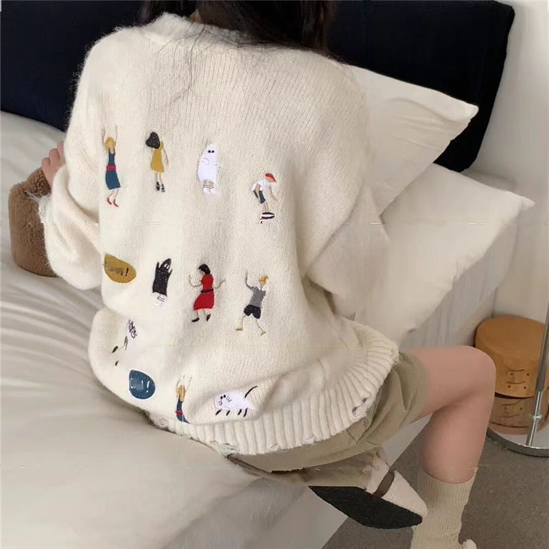 Damen Grober Strickcardigan mit praktischen Taschen und Knopfdetails R&B
