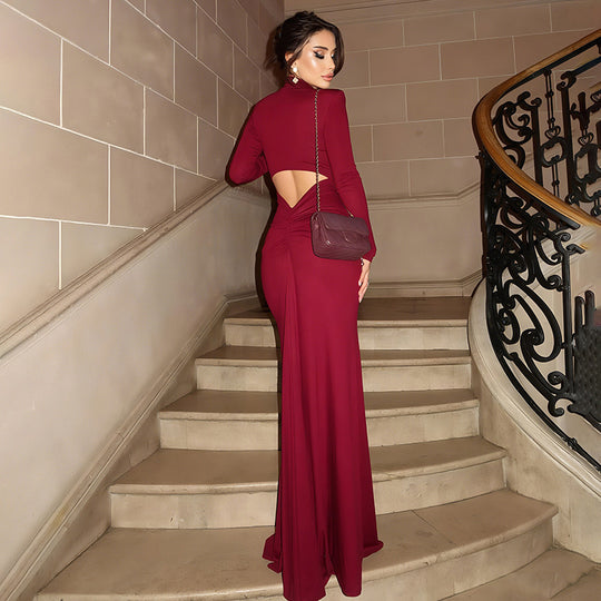 Damen Elegantes Abendkleid mit hohem Schlitz und raffiniertem Rückenausschnitt R&B