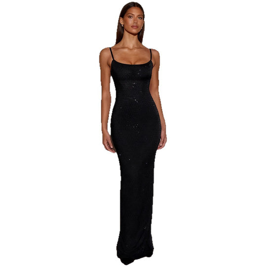 Damen Glamouröses Paillettenkleid mit Spaghettiträgern und figurbetontem Schnitt R&B