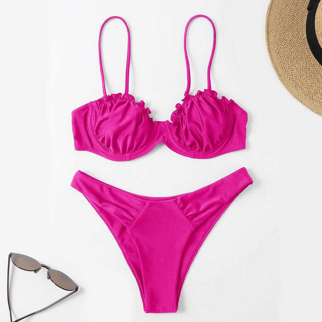 Damen Push-Up-Bikini mit Raffung und verstellbaren Trägern R&B