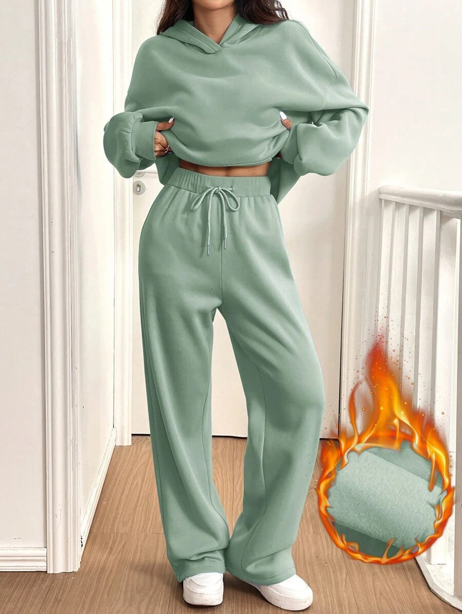 Damen Sweat-Set mit lässigem Schnitt und hohem Kragen R&B