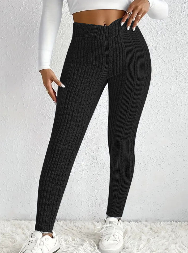 Damen Hochwertige Strickleggings im eleganten Rippmuster R&B