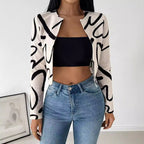Damen elegante Kurzjacke mit einzigartigem grafischem Muster R&B