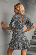 Damen Freizeitkleid mit floralem Design und modischen Knopfdetails R&B