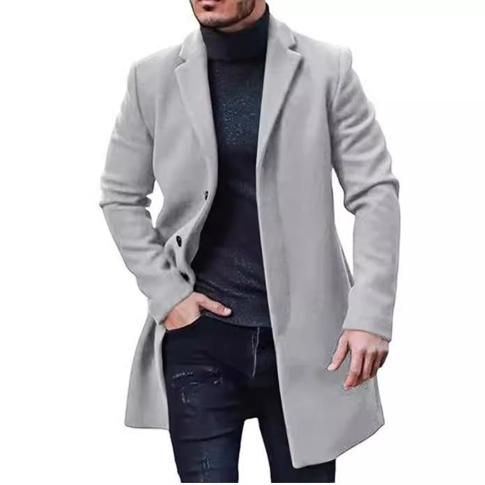 Herren eleganter langanhaltender Freizeitmantel im klassischen Stil R&B