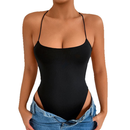 Damen Hochgeschnittenes Bade-Outfit mit schmalen Trägern R&B