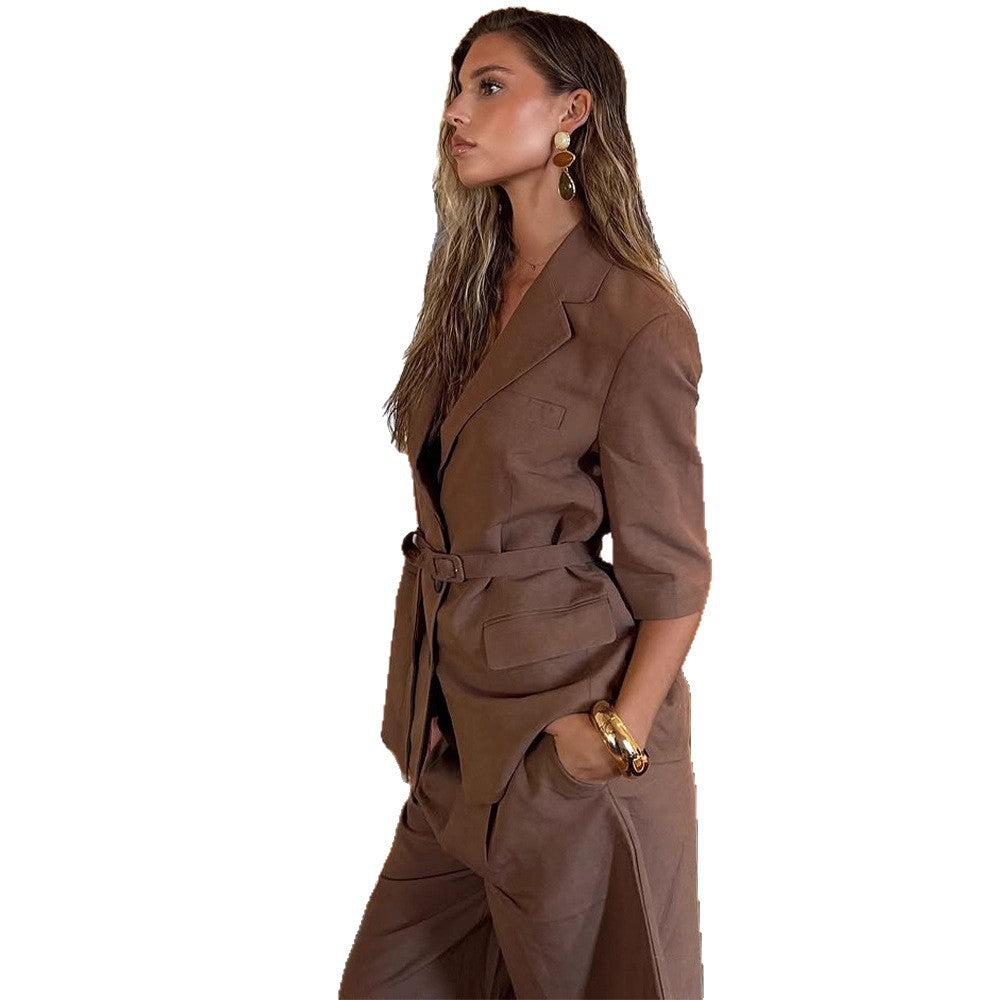 Damen eleganter Blazer mit Gürtel R&B