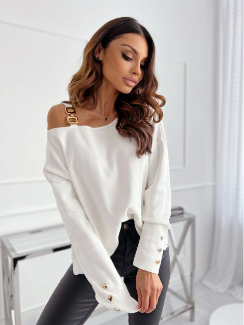 Damen lässiger Pullover mit schulterfreier Detailgestaltung R&B