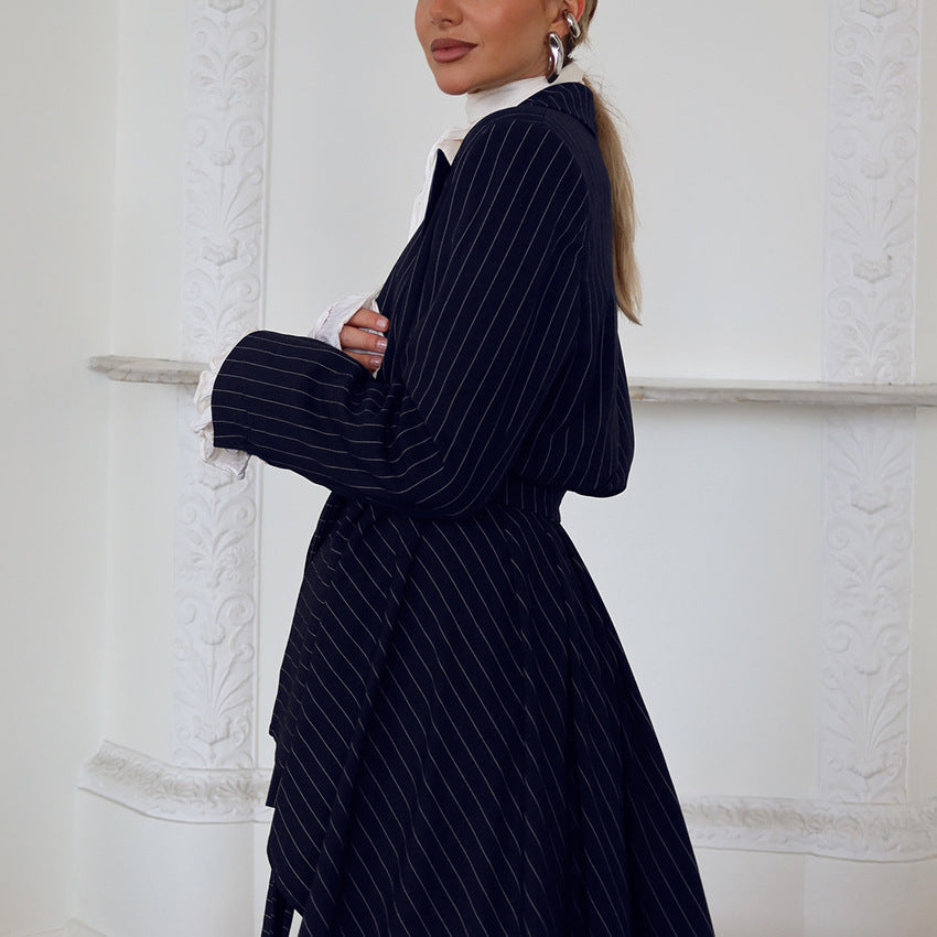 Damen Elegante taillierte Blazerjacke mit asymmetrischem Schnitt und Gürtel R&B