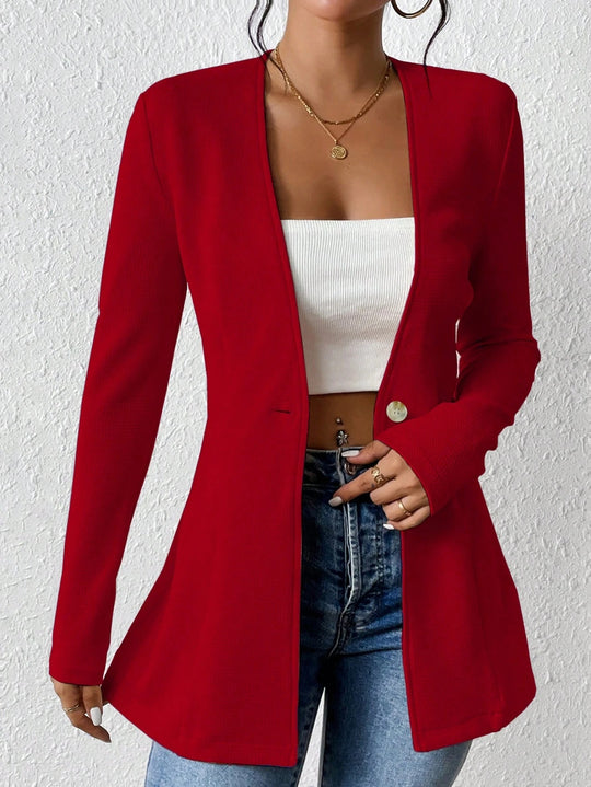 Damen elegante Blazerjacke mit asymmetrischem Schnitt R&B