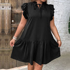 Damen Fließendes Sommerkleid mit verspielten Rüschendetails und praktischer Knopfleiste R&B