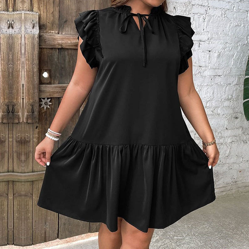 Damen Fließendes Sommerkleid mit verspielten Rüschendetails und praktischer Knopfleiste R&B