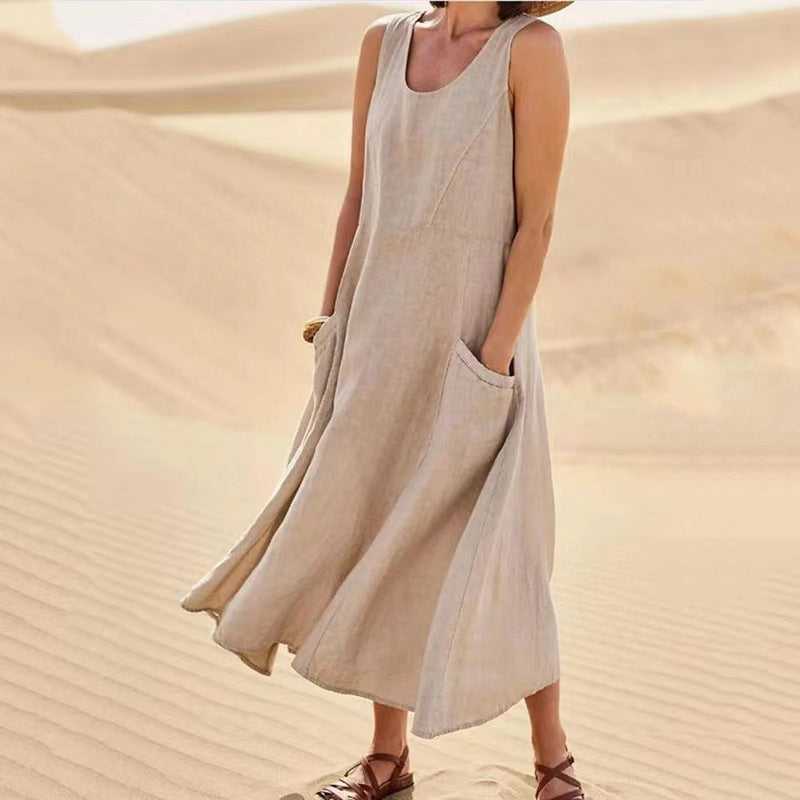 Damen Sommerliches Maxi-Kleid mit praktischen Taschen und lässigem Schnitt R&B