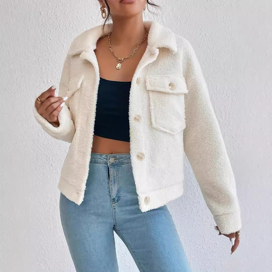 Damen Kuschelige Fleecejacke im stylishen Design mit Taschen R&B
