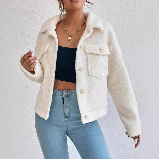 Damen Kuschelige Fleecejacke im stylishen Design mit Taschen R&B