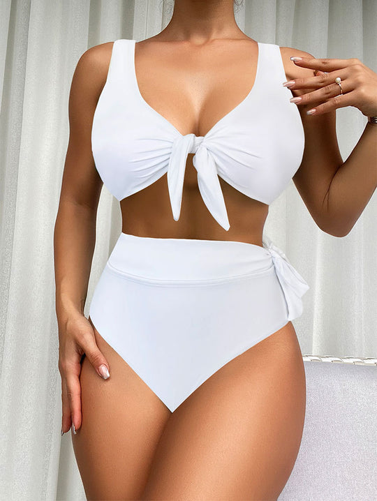 Damen Hochgeschnittener Bikini mit verstellbarem Knoten R&B