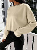 Damen Cropped Strickpullover mit feiner Rippenstruktur und lässigem Schnitt R&B