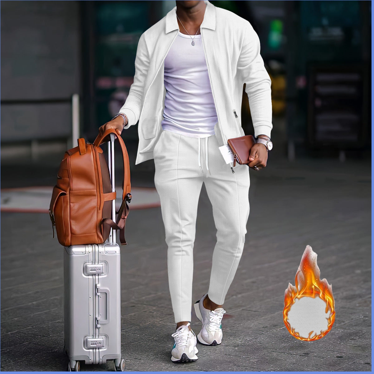 Herren modische Reisedaunenjacke mit funktionalen Taschen und elastischem Bund R&B