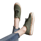 Damen Slip-On Sneakers mit dekorativen Fransen und perforiertem Obermaterial R&B