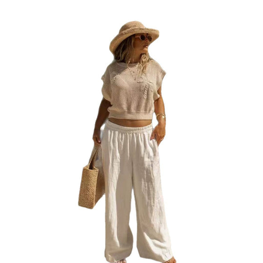 Damen lockeres Stricktop mit luftiger Struktur R&B